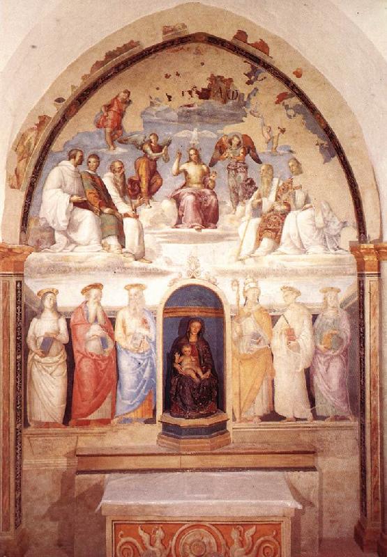 PERUGINO, Pietro Trinity and Six Saints oil painting image